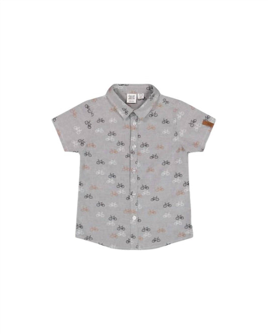 Deux Par Deux - Boy's Printed Bicycle Short Sleeve Shirt