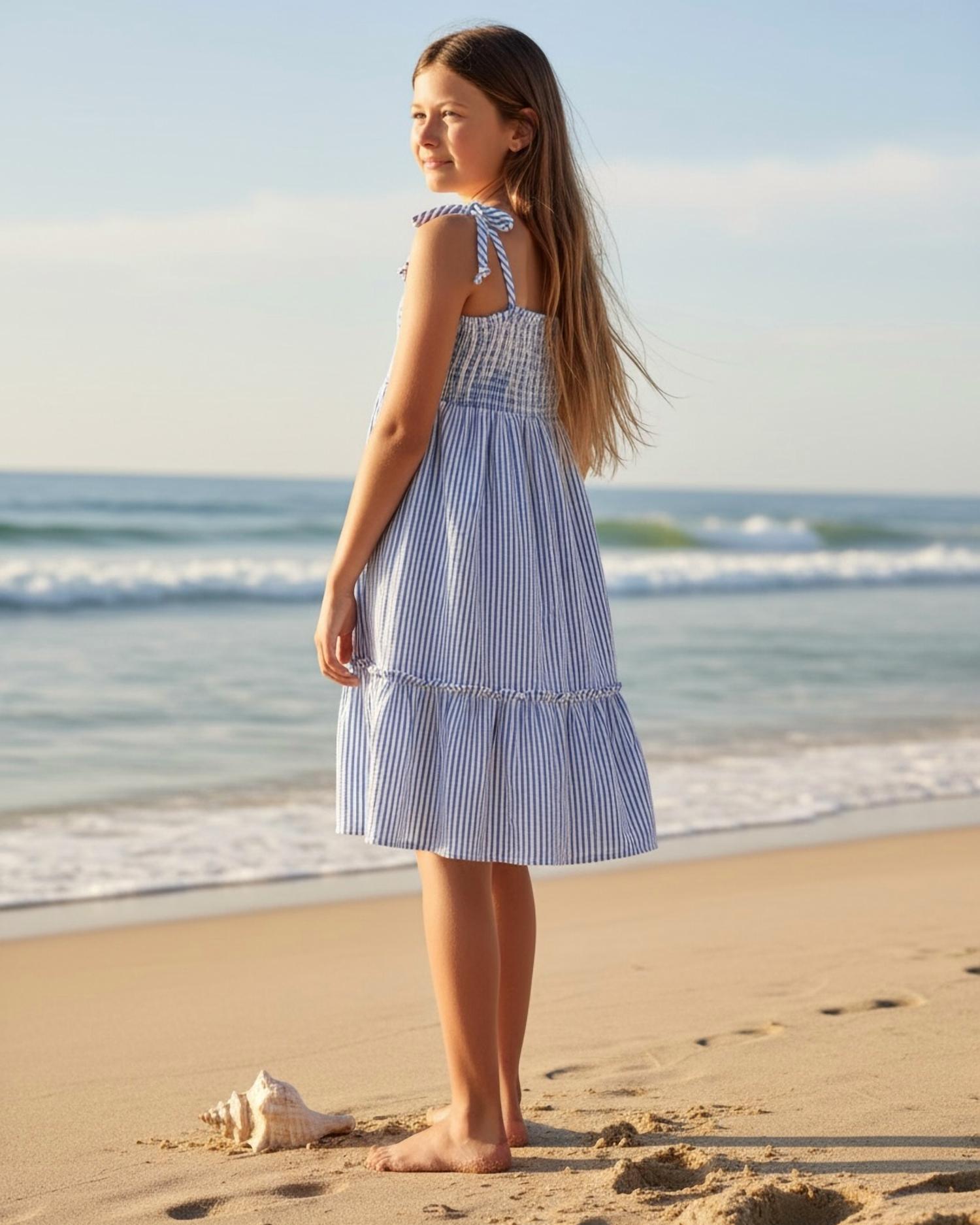 feather 4 arrow Gilrs Harper Dress in marina blue - kids' dress - alternate view
