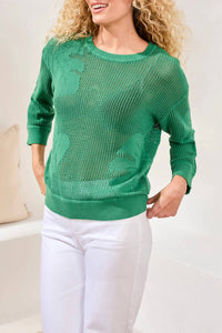 Tribal - Crochet Knit Crew Neck Sweater