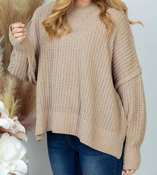 White Birch - Long Sleeve Solid Knit Sweater