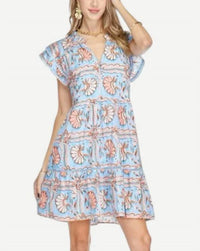 Joy Joy - Flutter Sleeve Tiered Dress