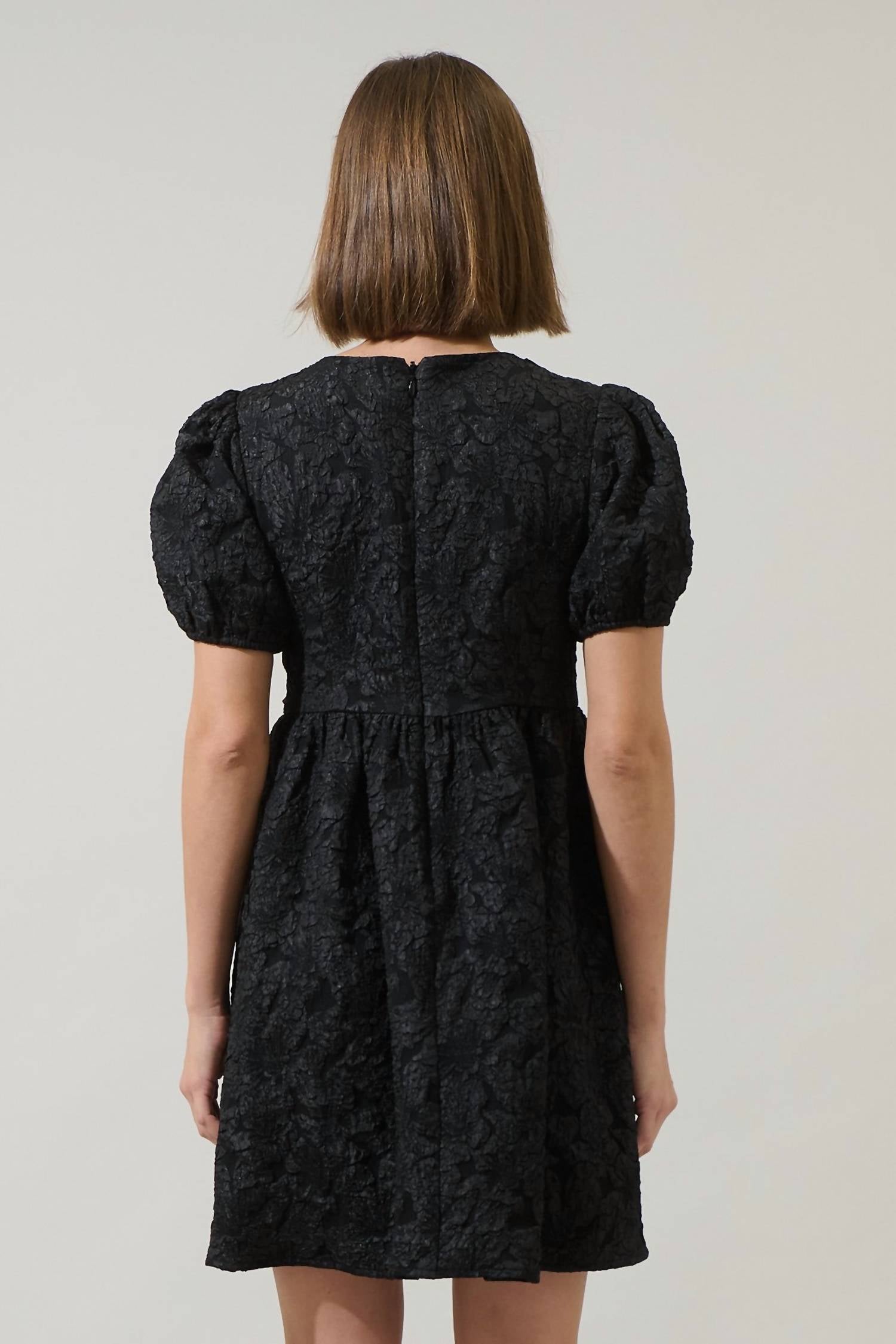 SUGARLIPS Sophia Bow Mini Dress in black - women's dress - detail view