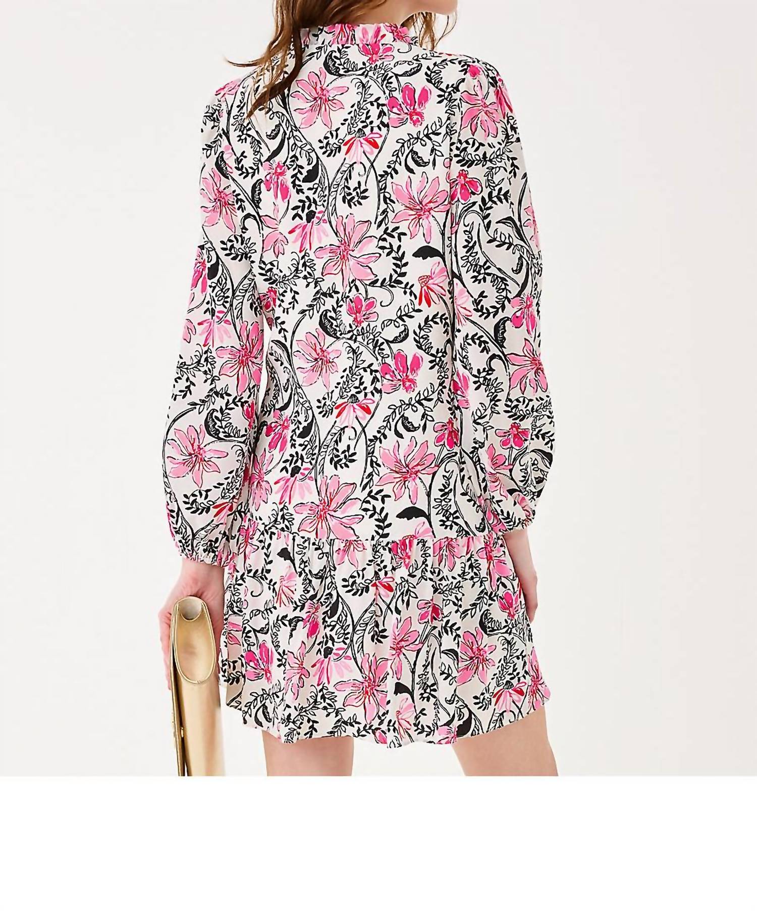 Lilly Pulitzer Evaline Silk Dress in coconut sunshine seekers - women's dress - detail view