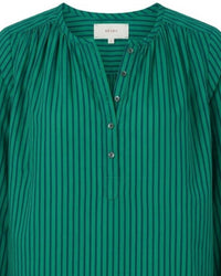 XIRENA Women's Hennessy Top in pine blue - women's long sleeve top - detail view