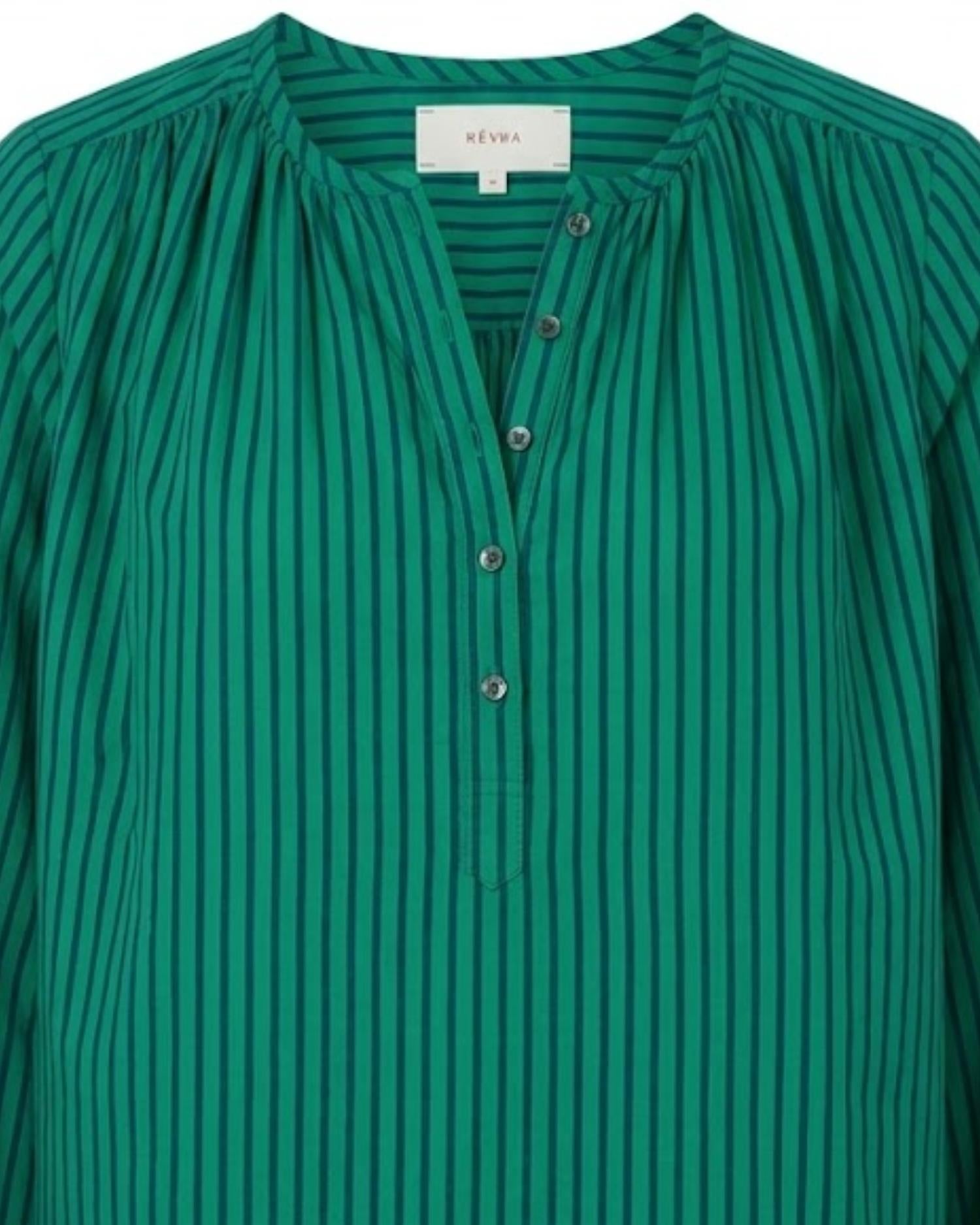 XIRENA Women's Hennessy Top in pine blue - women's long sleeve top - detail view