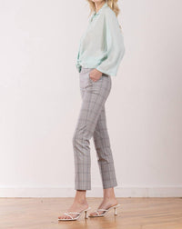 Avenue Montaigne Lulu Straight Cropped Pant in madras plaid - women's pants - detail view