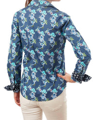 Dizzy-Lizzie Rome Shirt in navy dragon - women's blouse - detail view