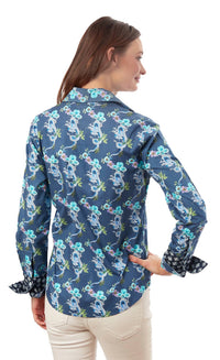 Dizzy-Lizzie Rome Shirt in navy dragon - women's blouse - alternate view