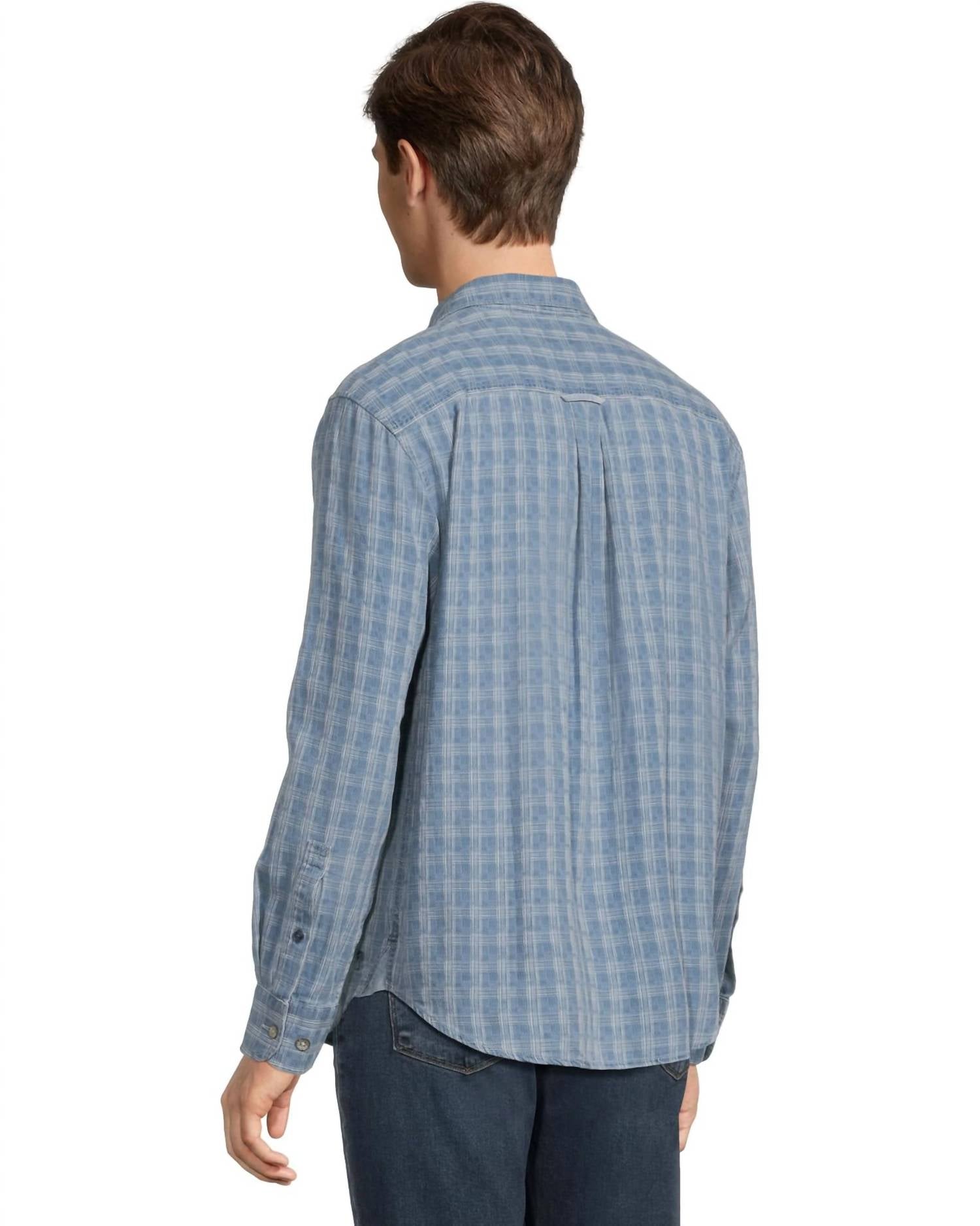 TOMMY BAHAMA Lopez Island Check Button Front Shirt in light indigo - men's shirt - alternate view