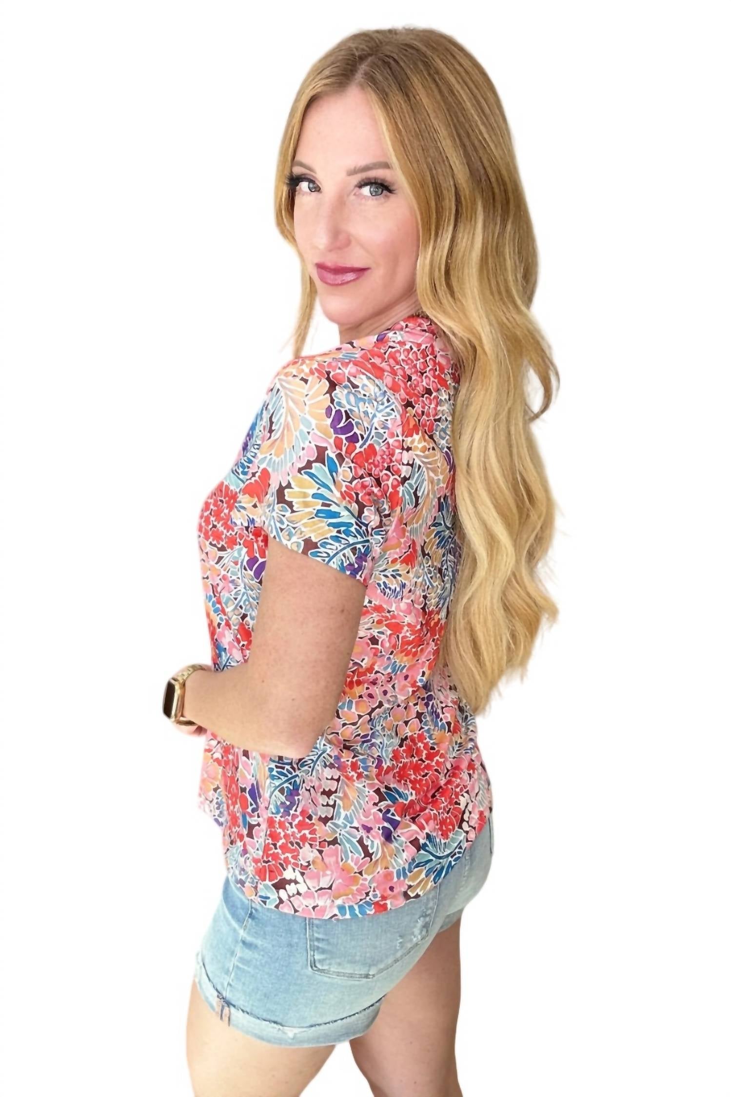One Eleven North - Flowers Everywhere Floral Top