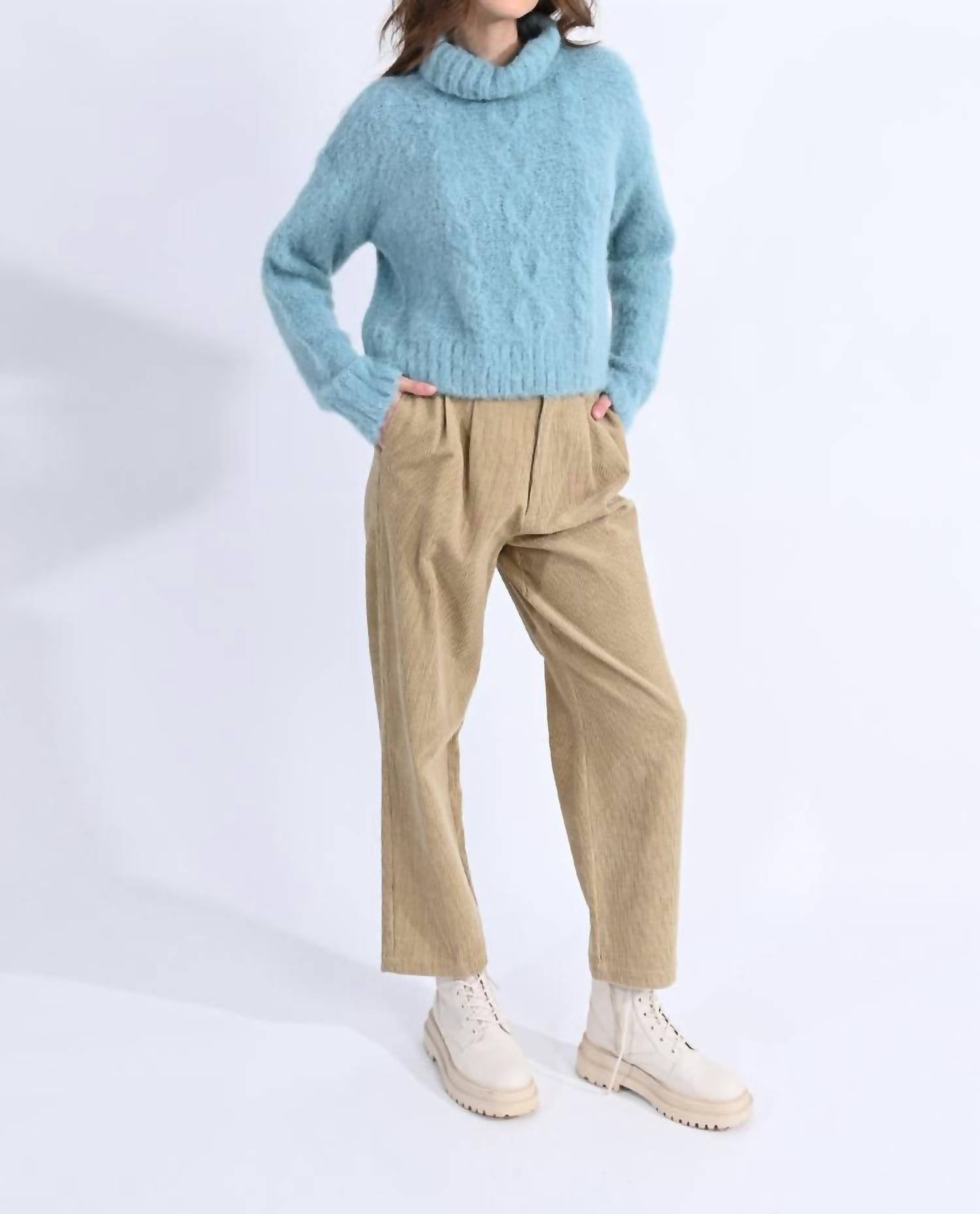 Turtleneck Cable Knitted Sweater