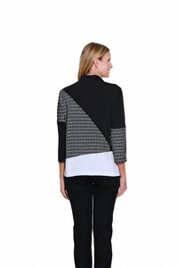 Multiples - 3/4 Sleeve Zip Thru Collar Top