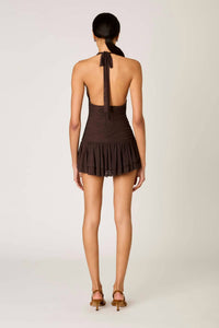 NIA Vermont Mini Dress in coffee - women's dress - detail view