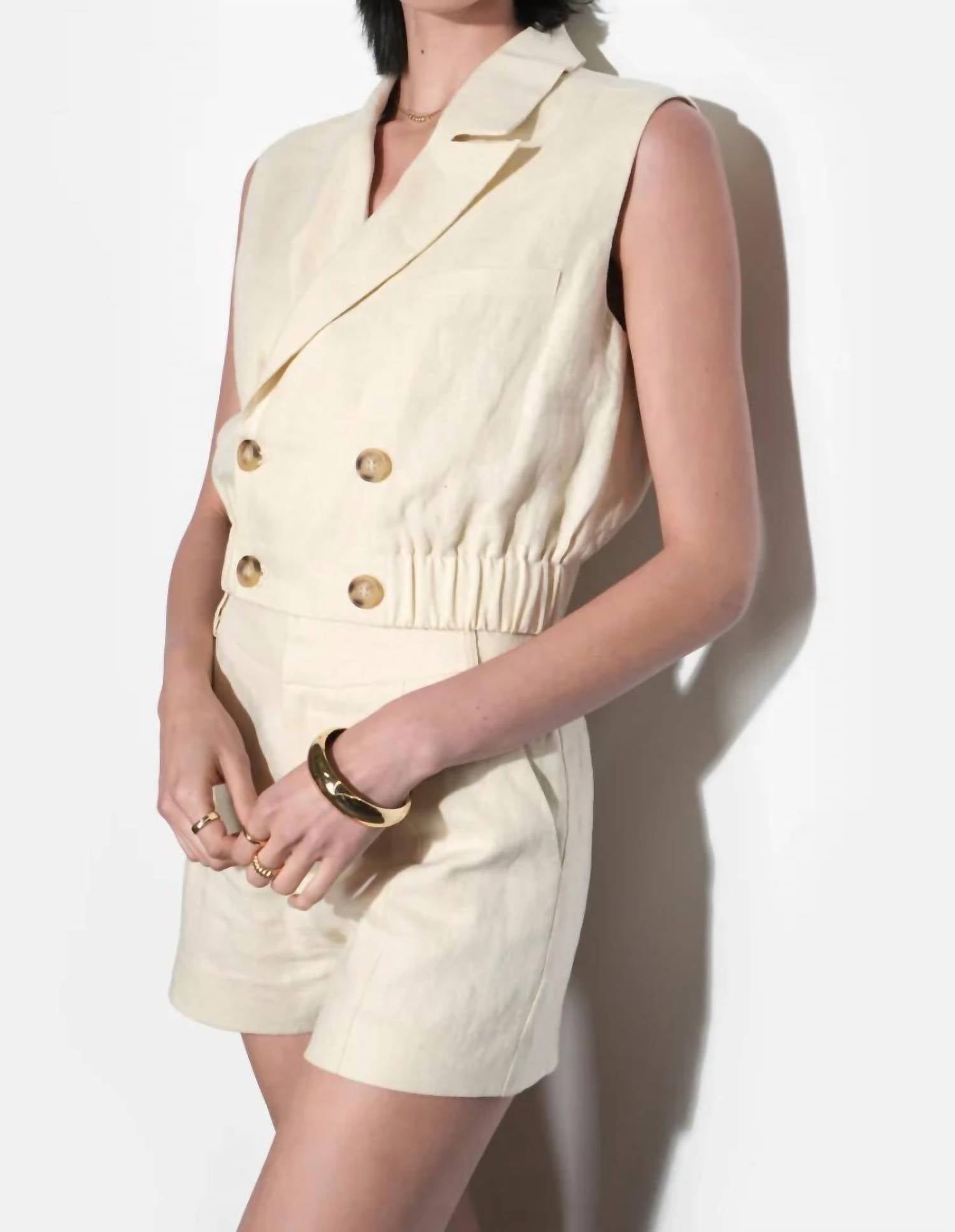 Greylin - Haisley Linen Lapel With Elastic Hem Vest