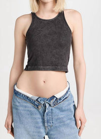 John Elliott - Cropped Racerback Mineral Wash Tank Top
