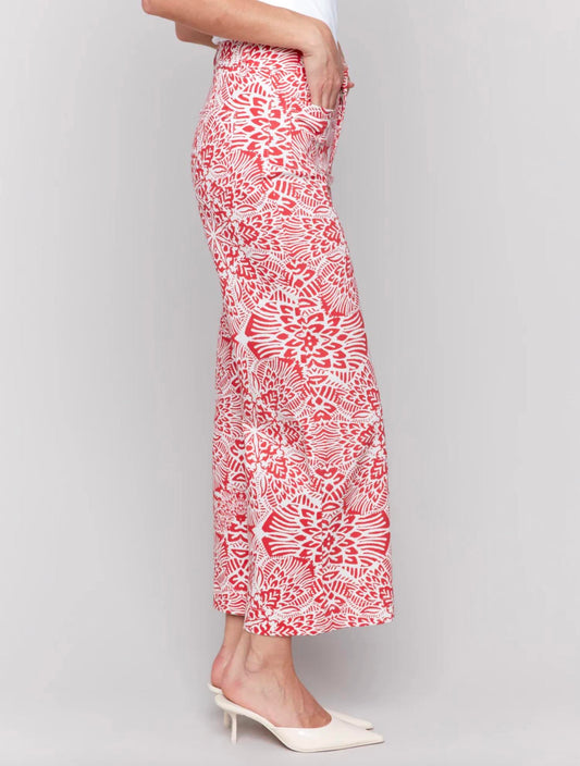 Charlie B - Printed Crop Flare Patch Pocket Pant