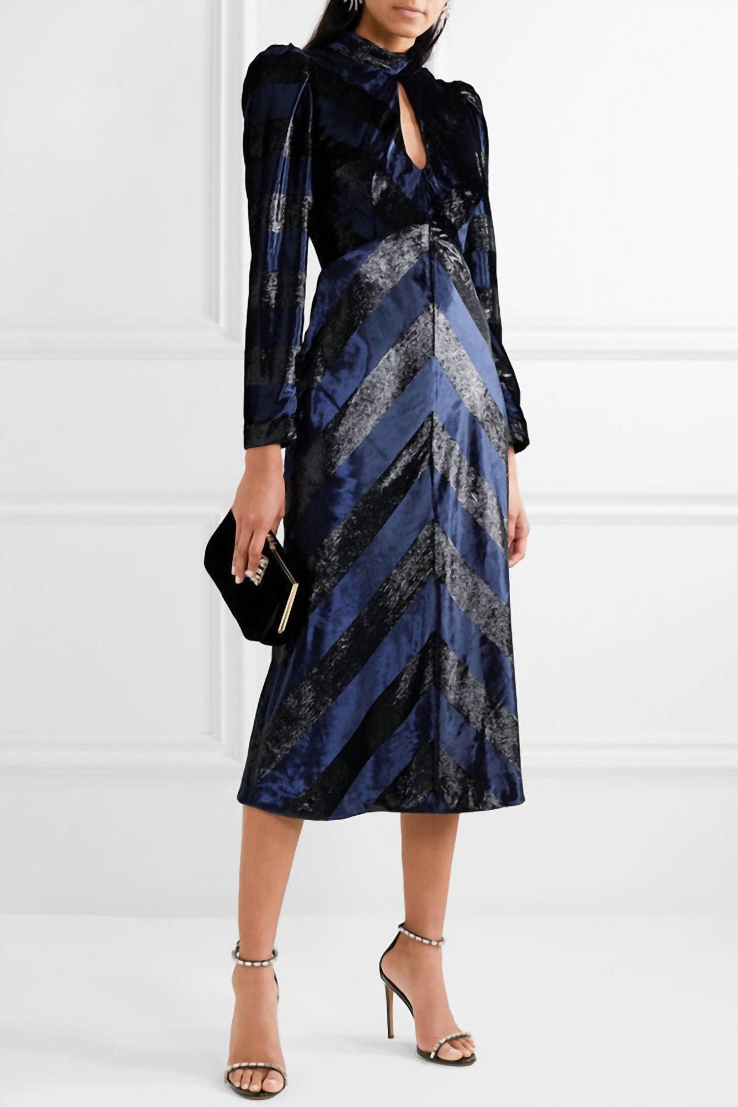 Rebecca Vallance - Maison Cutout Metallic Velvet Midi Dress