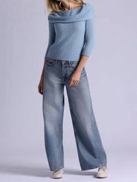 Minnie Rose - Cashmere Pointelle Off Shoulder Top