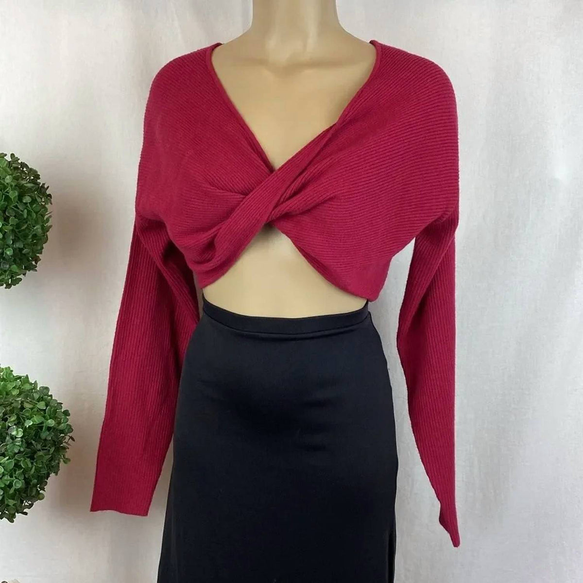 Sam Edelman - Allie Cropped Ribbed Twist Tie Sweater Top