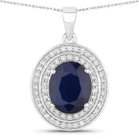 Diana M Jewels Women's Oval Natural Blue Sapphire Pendant Necklace (4.82 Ct) - Statement in 14k white gold - women's jewelry