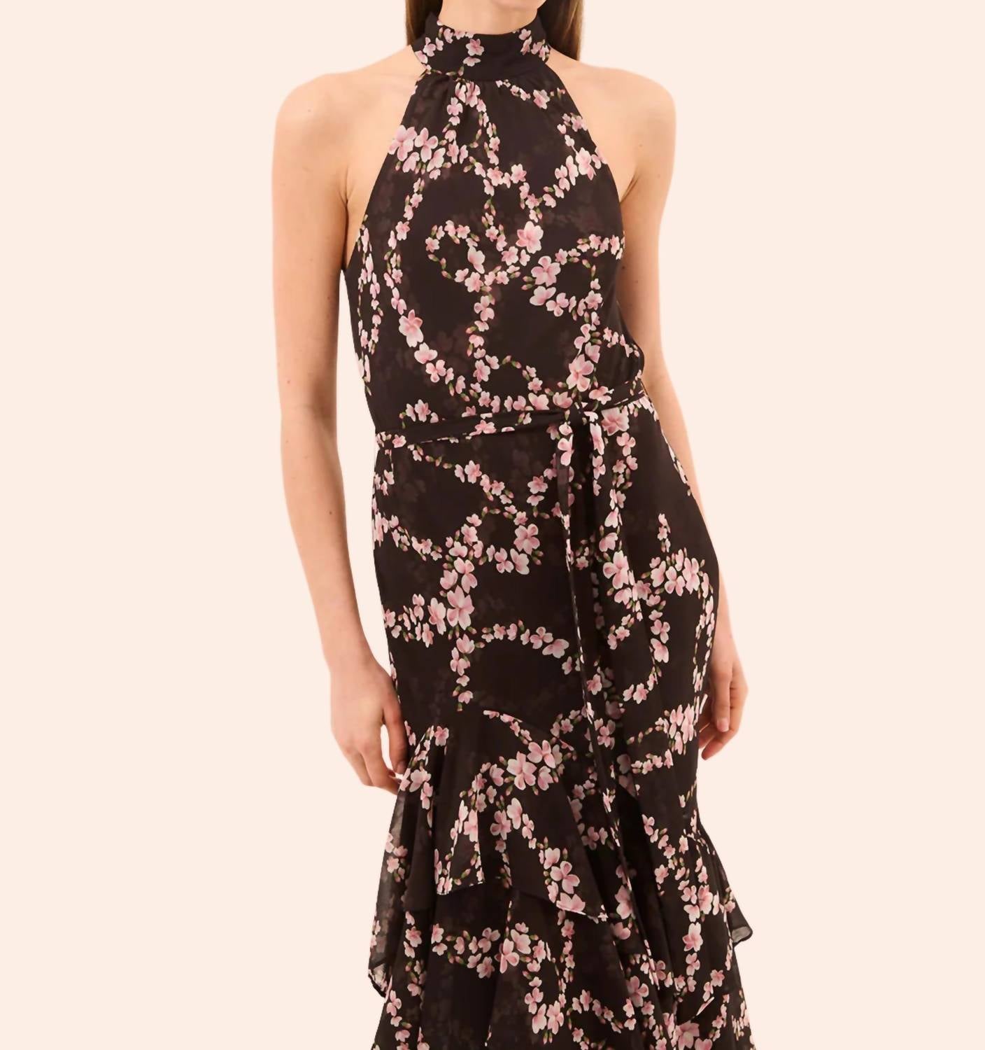 Misa Los Angeles Eliana Dress in chained blossom chiffon - women's dress - alternate view