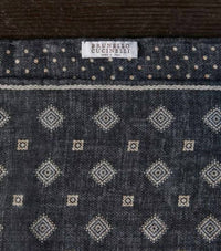 Brunello Cucinelli Men's Double Face Silk Pocket Square in grey - men's scarf - detail view