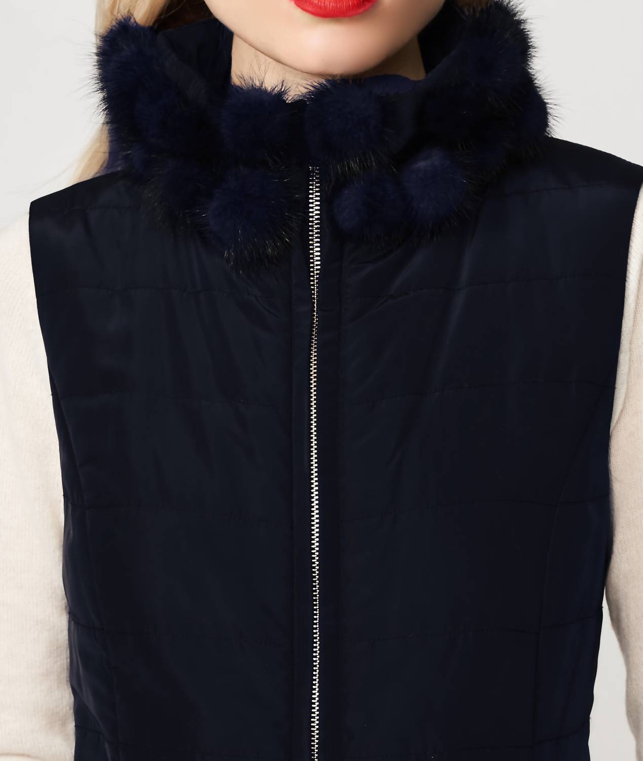 Diomi - poly with mink collar vest