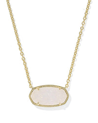 Kendra Scott Elisa Statement Short Pendant Necklace in gold iridescent drusy - women's jewelry