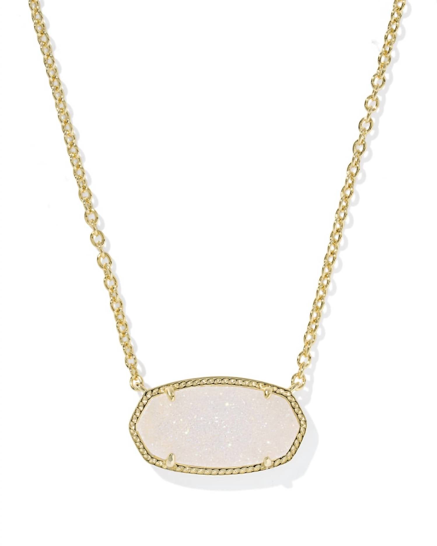 Kendra Scott Elisa Statement Short Pendant Necklace in gold iridescent drusy - women's jewelry