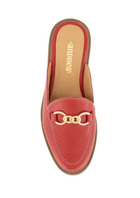 Andrea Women's Flat Mocassin Mule in red - women's shoe - alternate view