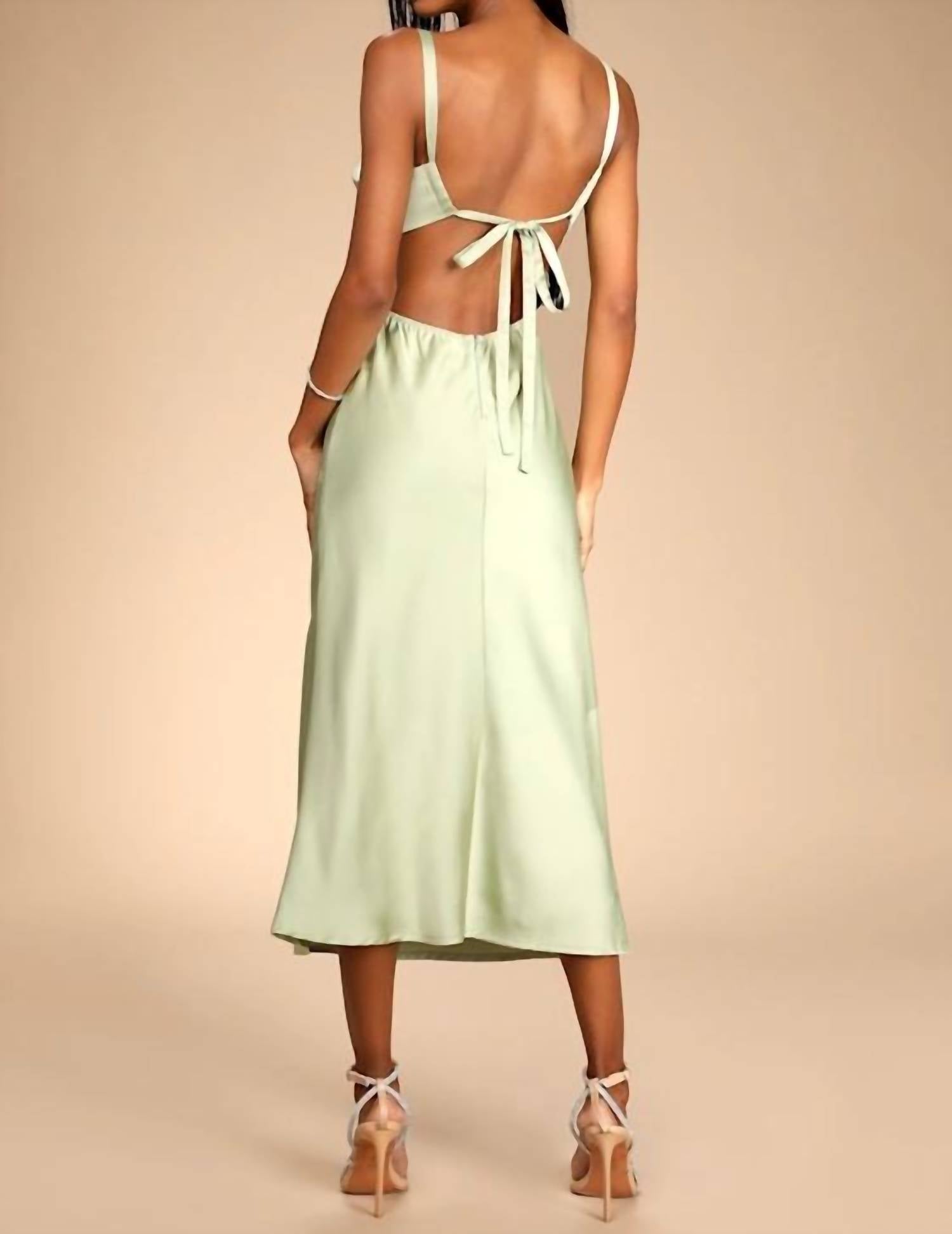 Lulus - Stun To Remember Satin Cowl Neck Cutout Midi Dress