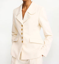 BY MALENE BIRGER Adrienna Single-breasted Blazer in white - women's jacket - alternate view