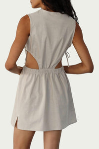 CUTOUT COTTON-TWILL MINI DRESS