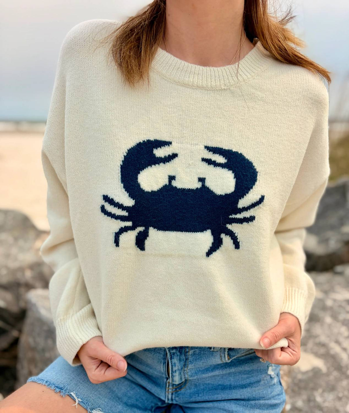 Urban Daizy - Women's The Harbor Bay Crab Knit Sweater