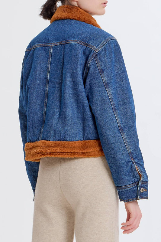 Something Navy - Denim Teddy Trucker Jacket