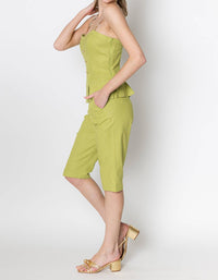 ZETAYE Celeste Linen Cotton Chain Top in green - women's blouse - alternate view