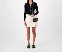 Gucci - Boucle Blended Skirt With Inverted Pleats And Gold Tone Gg Chain