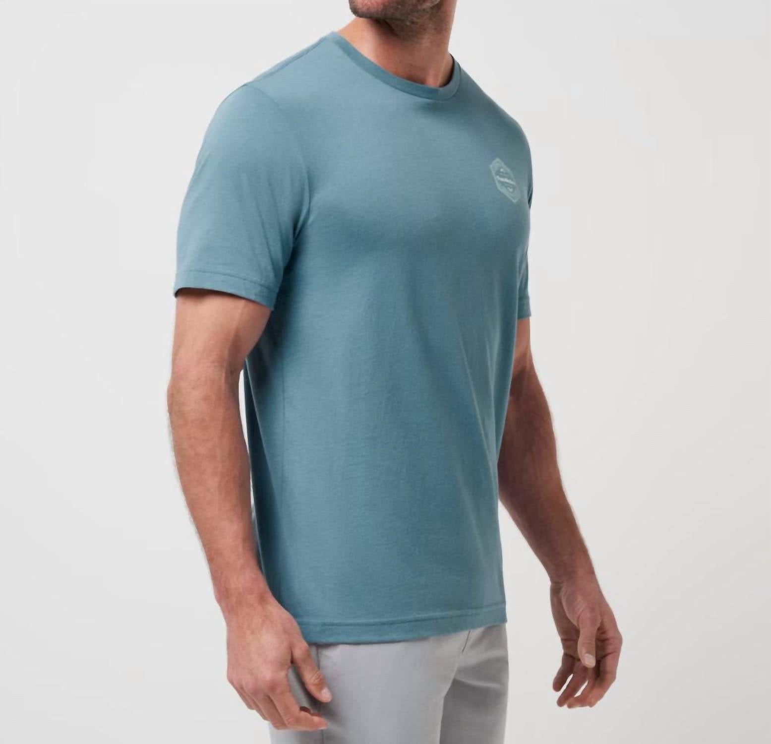 TravisMathew Maximum Stay Short Sleeve Tee in captains blue - men's t-shirt - alternate view