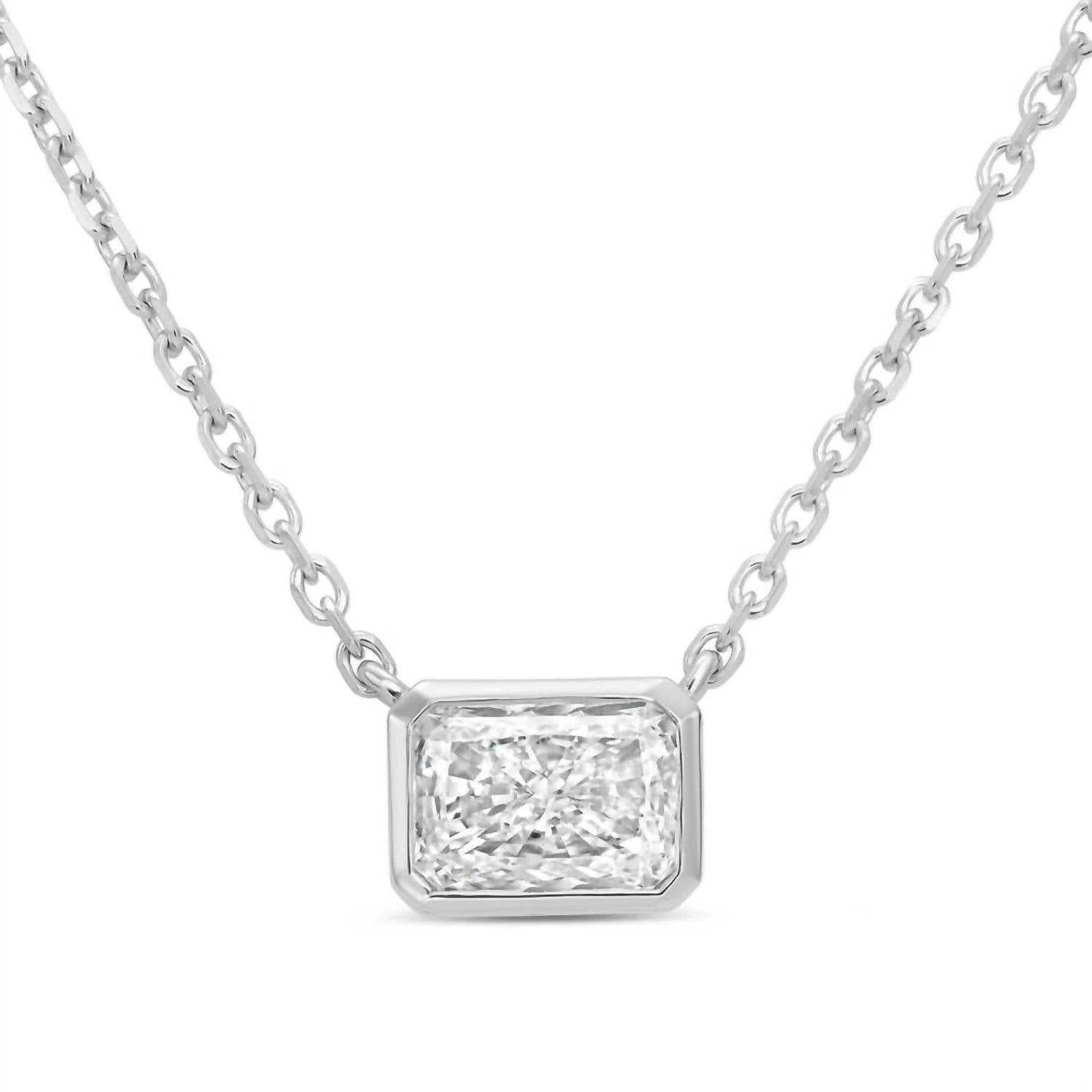 Diana M Jewels - Women's Luxe 12 Carat Lab-grown Diamond Radiant Bezel Necklace