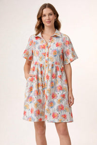 Umgee - Floral Button Front Babydoll Dress