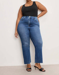 Good American - Soft Tech Good Legs Cropped Mini Boot Cut Jeans