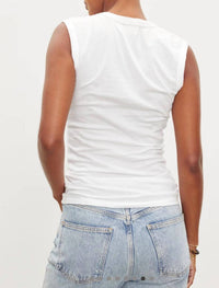 Velvet by Graham & Spencer Estina Sleeveless Tank Top in white - women's tank top - detail view