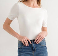 Wasabi + Mint - Leah Scrunched Low Back Short Sleeve Bodysuit