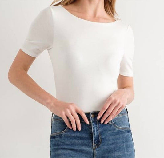 Wasabi + Mint - Leah Scrunched Low Back Short Sleeve Bodysuit