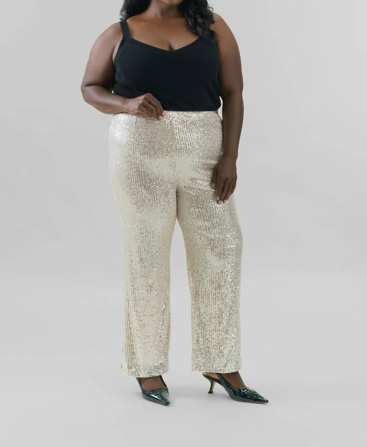 Skies Are Blue - Sequin Bell Party Pant - Plus