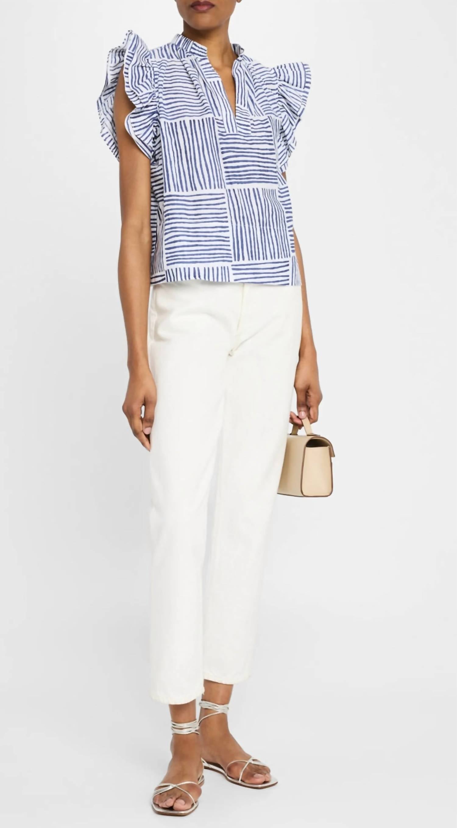 Finley - Remy Stripe Ruffle-sleeve Top