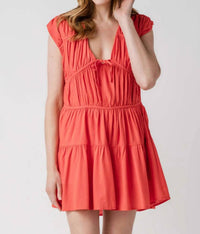 Elan - Cap Sleeve Mini Tiered Dress