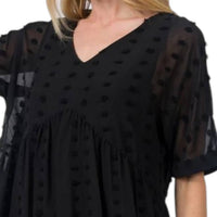 Zenana - Dot Babydoll Mini Dress