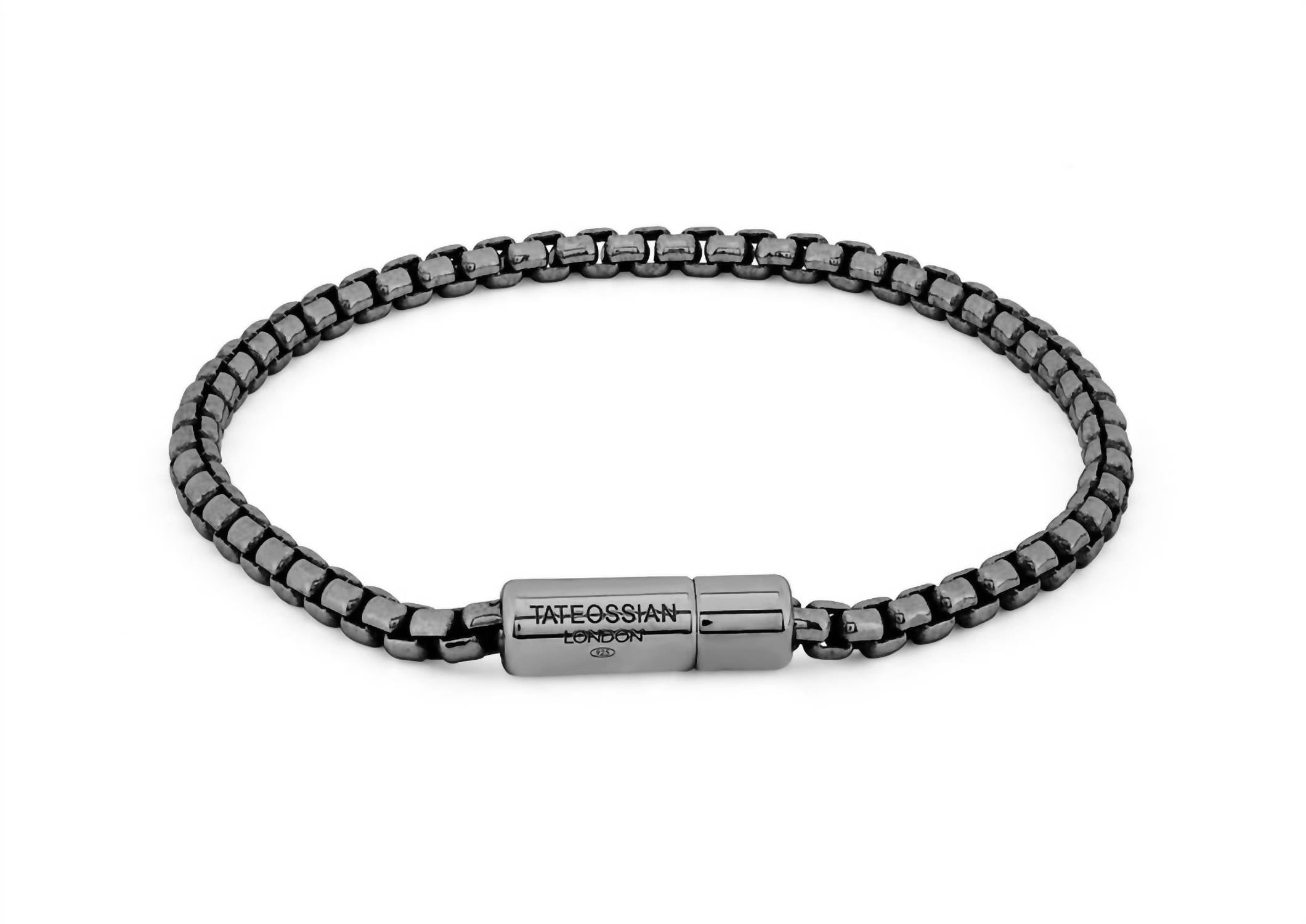 Tateossian Men's Pop Sleek Bracelet in black - men's jewelry - detail view