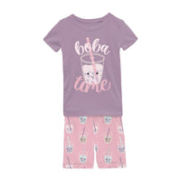 Kickee - Kids' Short Sleeve Graphic Tee Pajama Set With Shorts